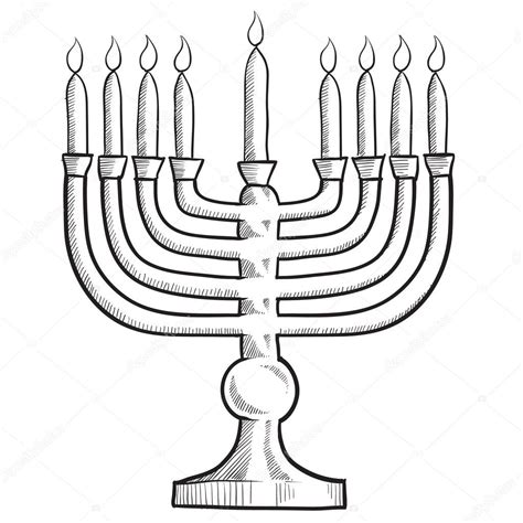sketch of a menorah